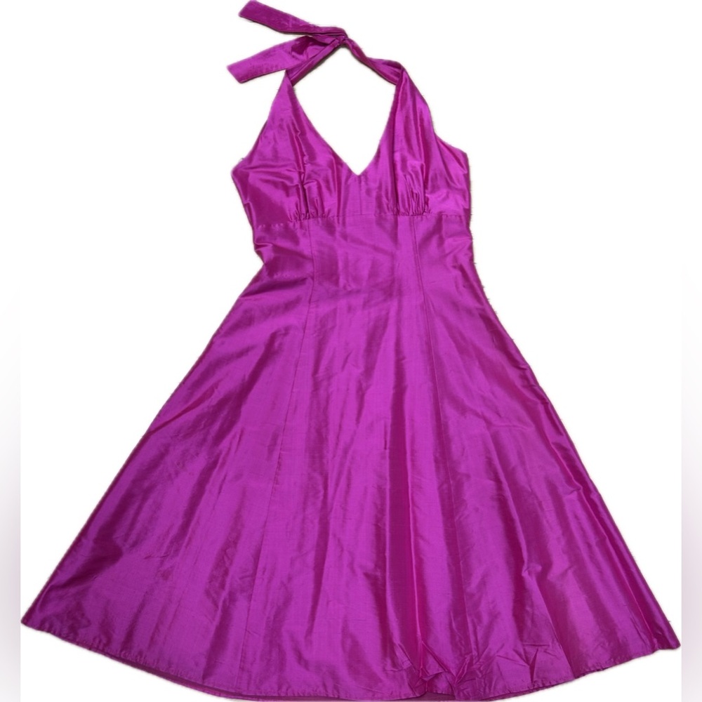 Pam Chorley Fashion Crimes hot pink silk Y2K halter prom dress. Size M